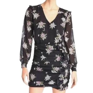 Heartloom floral Black Dress with Purple Accent size XS NWT .